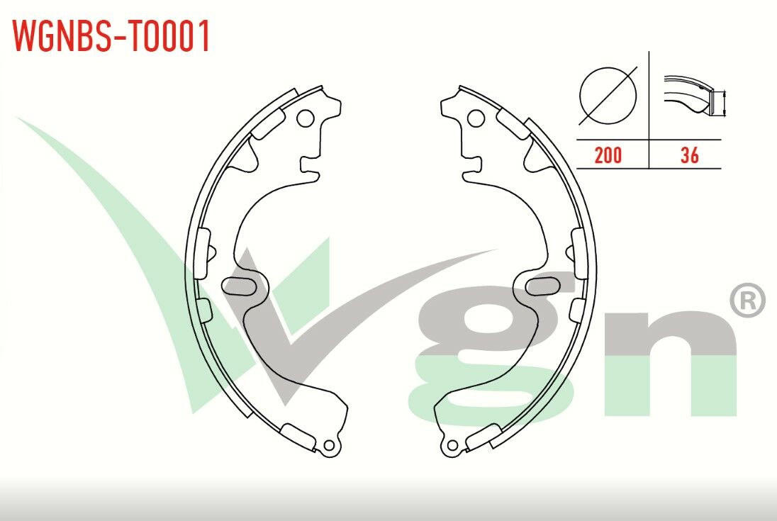 TOYOTA COROLLA (_E9_) 1.3i EE090 200X36 mm 1987-1993/COROLLA 1.6i 1987-1993/COROLLA 1.6i 1997-2002/COROLLA 1.3i 1992-1997/COROLLA 1.8 D- 1987-1993 FREN PABUC BALATA ARKA