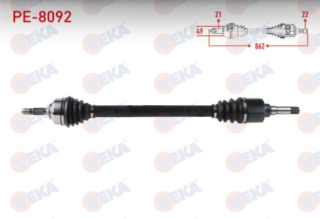 Peugeot 208 1.2 Uzunluk 862 mm 2012- Komple Aks Sağ Ön