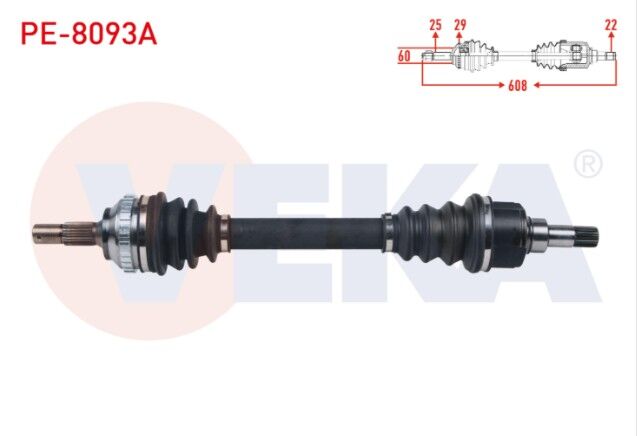 Peugeot 306 (7B,N3,N5) 1.6i M-T Absli 29 Dış Uzunluk 608 mm 1993-2002 Komple Aks Sol Ön