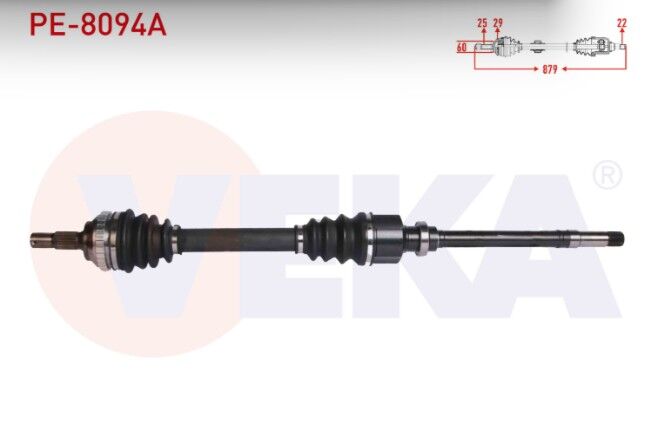 Peugeot 306 (7B,N3,N5) 1.6i M-T Absli 29 Dış Uzunluk 879 mm 1993-2002 Komple Aks Sağ Ön