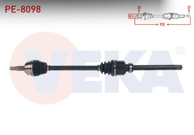 Peugeot 3008 1.6 BlueHDI A-T 2016- Komple Aks Sağ Ön Uzunluk 933mm