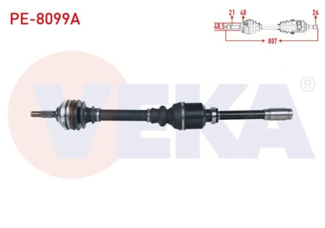 Peugeot 206 1.4i 16v A-T (SNZ.AL4 26 DIS) 1998-2006 Komple Aks Sağ Ön Absli 48 Dış Uzunluk 807mm