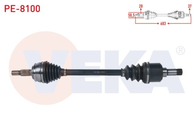 Peugeot 3008 1.5 -1.6 BlueHDI M-T 16-/ 5008 II 1.5 HDI-1.6 HDI M-T 14-/ Citroen C4 PIC. 1.6 HDI M-T 13-/ C5 Aircross 1.5 HDI M-T 19-/ C4 Spacetourer 1.5 HDI M-T 19- Komple Aks Sol Ön Uzunluk 683mm