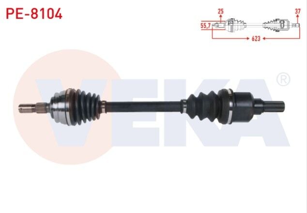 Peugeot 208 II 1.2 - 1.5 BlueHDI A-T 2019-/ Opel Corsa F 1.2 - 1.5 D A-T 2019- Komple Aks Sol Ön Uzunluk 623mm