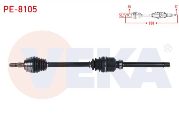 Peugeot 208 II 1.2 - 1.5 BlueHDI A-T 2019-/ Opel Corsa F 1.2 - 1.5 D A-T 2019- Komple Aks Sağ Ön Uzunluk 880mm