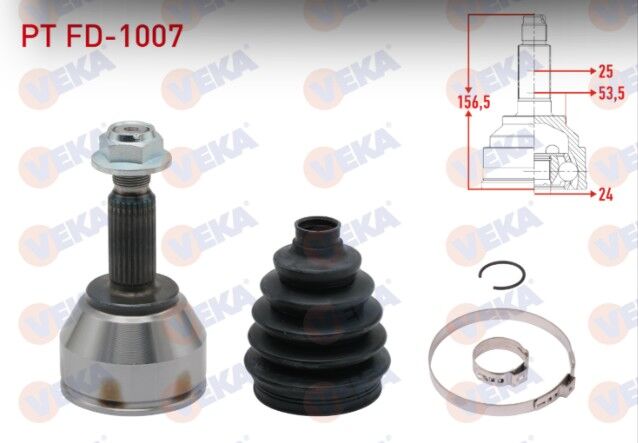 Ford Transit Connect 1.8 TDCI 75 HP 25X24X53.5 Uzunluk 156,2mm 2002-2013 Aks Kafası Sol-Sağ Ön Dış