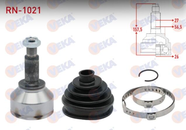 Renault Trafic II (FL) 1.9 DCI 27X26X56,5 Uzunluk 157,5 mm 2001-2014 Aks Kafası Sol-Sağ Ön Dış