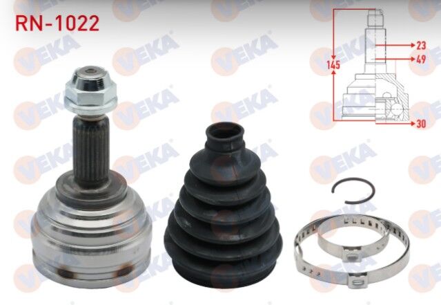 Renault Clio III 1.5 DCI 05-12 / Megane II 1.4i 16v - 1.5 DCI - 1.6i 16v 02-08 / Modus 1.5 DCI - 1.6i 16v 2004-/ Dacia Logan - Logan MCV 1.5 DCI 04-12 Aks Kafası Sol-Sağ Ön Dış 23X30X49 Uzunluk 145mm