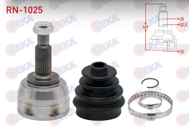 Dacia Dokker 1.5 DCI 25X23X52,5 Uzunluk 149mm 2012- Aks Kafası Sol-Sağ Ön Dış