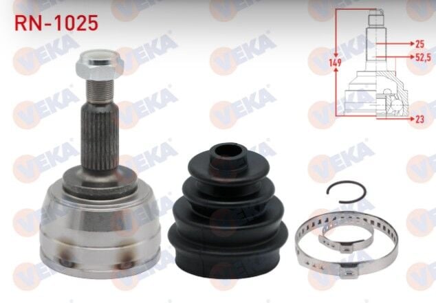 Dacia Dokker 1.5 DCI 25X23X52,5 Uzunluk 149mm 2012- Aks Kafası Sol-Sağ Ön Dış