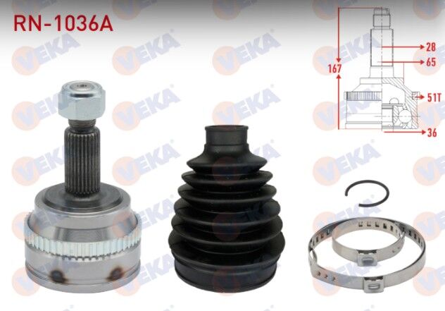 Renault Master II (FD) 2.5 DCI Absli 51 DIS 28X36X65 Uzunluk 167 mm 1998-2010 Aks Kafası Sol-Sağ Ön Dış