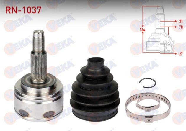 Renault Master III (FV) 2.3 DCI 31X27X70 Uzunluk 164 mm 2010- Aks Kafası Sol-Sağ Ön Dış