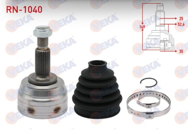 Dacia Duster 1.5 DCI M-T 2010-/ Renault Megane IV 1.5 DCI M-T 2016- Aks Kafası Sol-Sağ Ön Dış 25X35X52,6 Uzunluk 149mm