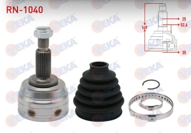 Dacia Duster 1.5 DCI M-T 2010-/ Renault Megane IV 1.5 DCI M-T 2016- Aks Kafası Sol-Sağ Ön Dış 25X35X52,6 Uzunluk 149mm