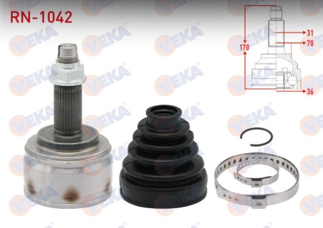 Renault Master III (FV) 2.3 DCI 31X36X70 Uzunluk 170 mm 2010- Aks Kafası Sol-Sağ Ön Dış