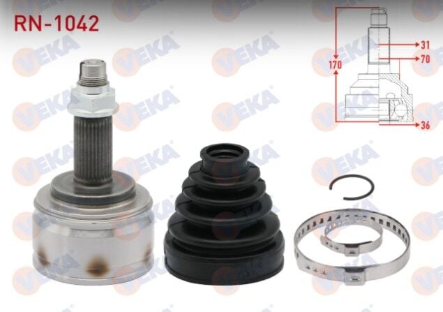 Renault Master III (FV) 2.3 DCI 31X36X70 Uzunluk 170 mm 2010- Aks Kafası Sol-Sağ Ön Dış