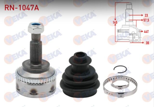 Renault Kangoo (KC0/1) 1.5 DCI Absli 44 DIS Kalın Freze 23X30X57,50 Uzunluk 145mm 1998-2008 Aks Kafası Sol-Sağ Ön Dış