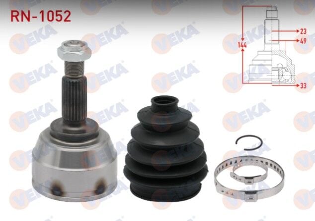 Renault Clio IV 1.5 DCI A-T 8 Misketli 23X33X49 Uzunluk 144 mm 2012- Aks Kafası Sol-Sağ Ön Dış