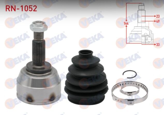 Renault Clio IV 1.5 DCI A-T 8 Misketli 23X33X49 Uzunluk 144 mm 2012- Aks Kafası Sol-Sağ Ön Dış