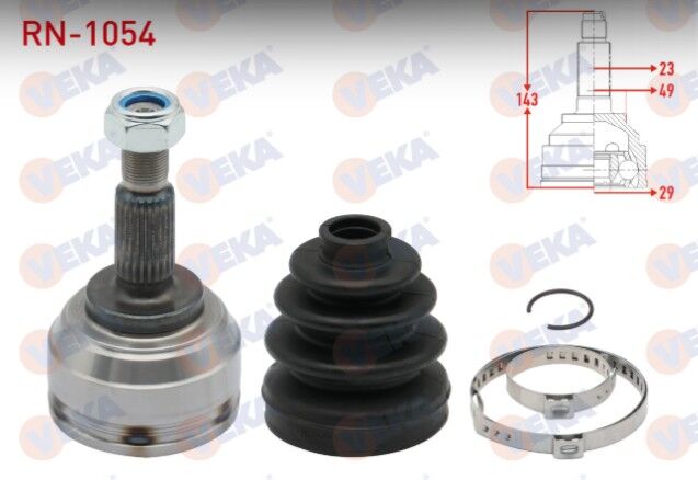 Renault Clio III 1.5 DCI M-T 2005-2012 / Dacia Logan - Logan MCV 1.5 DCI 2004-2012 Aks Kafası Sol-Sağ Ön Dış 23X29X49 Uzunluk 143mm