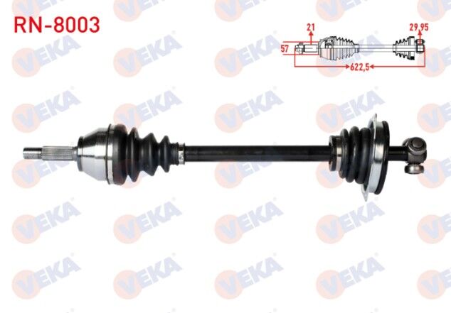 Renault Kangoo (KC0/1) 1.9 DTI Uzunluk 624,7mm 1998-2008 Komple Aks Sol Ön