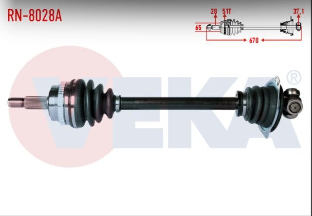 Renault Master II (FD) 2.5 D S8U Absli 51 Dış Uzunluk 670 mm 1998-2010 Komple Aks Sol Ön