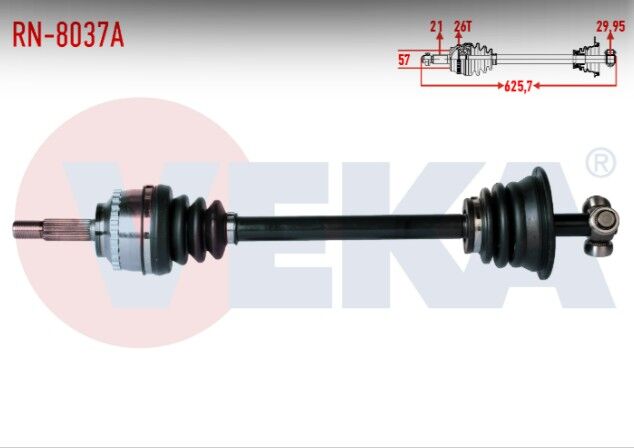 Renault Clio II (BB0/1/2,CB0/1/2) 1.4i 16v Absli 26 Dış Uzunluk 625,7 mm 1998-2005 Komple Aks Sol Ön