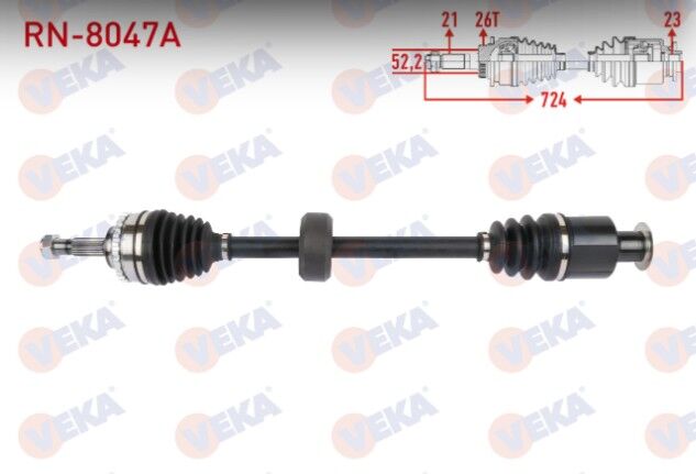 Renault Clio II (BB0/1/2,CB0/1/2) 1.5 DCI Absli 26 Dış Yaylı Tip Uzunluk 723,5mm 1998-2005 Komple Aks Sağ Ön