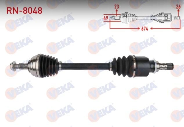 Renault Megane II 1.4i 16v - 1.5 DCI - 1.6i 16v 2002-2008 / Kangoo 1.5 DCI 2008- Komple Aks Sol Ön Uzunluk 675mm