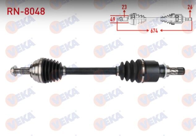 Renault Megane II 1.4i 16v - 1.5 DCI - 1.6i 16v 2002-2008 / Kangoo 1.5 DCI 2008- Komple Aks Sol Ön Uzunluk 675mm