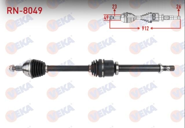 Renault Megane II 1.4i 16v - 1.5 DCI - 1.6i 16v 2002-2008 / Kangoo 1.5 DCI 2008- Komple Aks Sağ Ön Uzunluk 911mm
