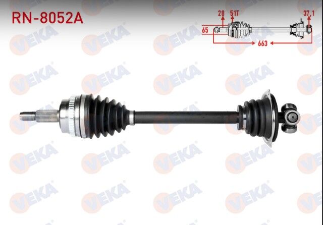 Renault Master II (FD) 2.5 DCI Absli 51 Dış Uzunluk 663 mm 1998-2010 Komple Aks Sol Ön