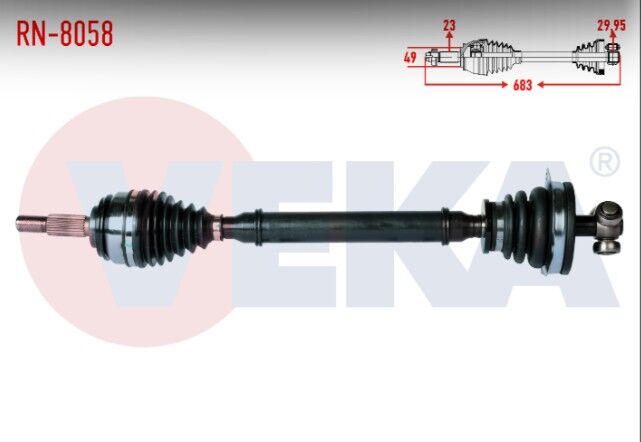 Dacia Logan (LS) 1.5 DCI Uzunluk 682 mm 2004-2012 Komple Aks Sol Ön