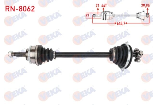 Renault Megane I 1.6 8v - 1.6i 16v Absli 44 Dış Uzunluk 645,7 mm 1996-2003 Komple Aks Sol Ön