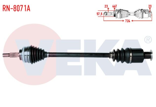 Renault Kangoo (KC0/1) 1.5 DCI Kalın Freze Absli 44 Dış Uzunluk 724mm 1998-2008 Komple Aks Sağ Ön