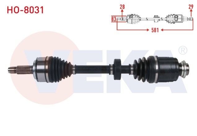 HONDA CIVIC IX 1.6 i-DTEC M-T 2013- KOMPLE AKS SAG ON UZUNLUK 581mm