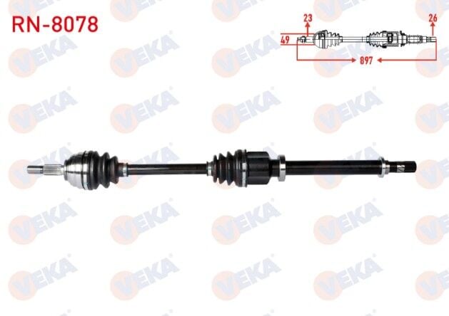 Renault Clio III 1.2 - 1.4 - 1.5 DCI 2005-2012 / Dacia Logan - Logan MCV 1.5 DCI - 1.6 2004-2012 Komple Aks Sağ Ön Uzunluk 897mm