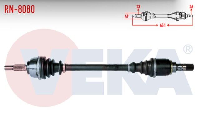 Renault Clio III (BR0/1,CR0/1) 1.2i 16v Uzunluk 651mm 2005-2012 Komple Aks Sol Ön
