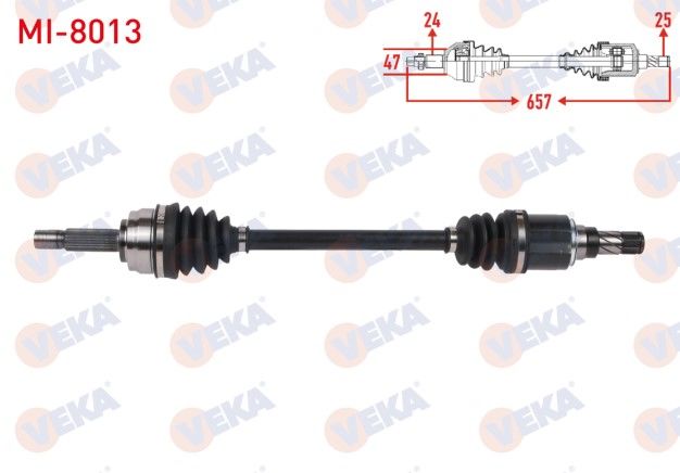 Mitsubishi Attrage 1.2 2013-/ Space Star 1.2 2012- Komple Aks Sol Ön Uzunluk 657mm