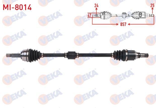Mitsubishi Attrage 1.2 2013-/ Space Star 1.2 2012- Komple Aks Sağ Ön Uzunluk 857mm