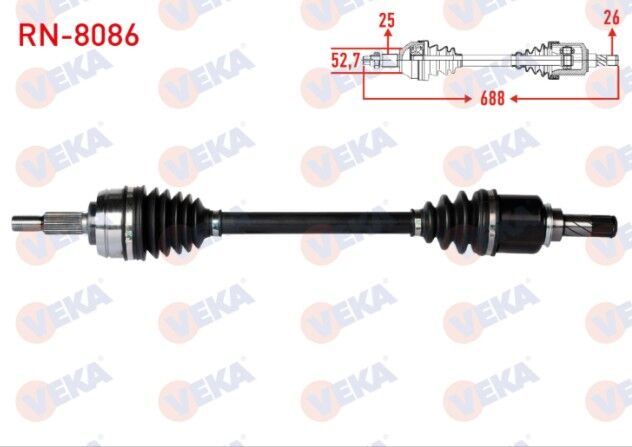Renault Fluence (L30) 1.5 DCI 5 Vites Uzunluk 688mm 2009- Komple Aks Sol Ön
