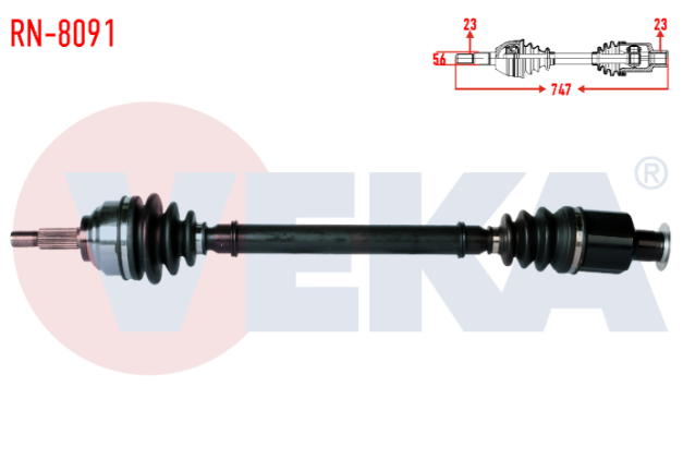 Renault Laguna I (B56,556) 1.6i Uzunluk 747mm 1993-2001 Komple Aks Sağ Ön
