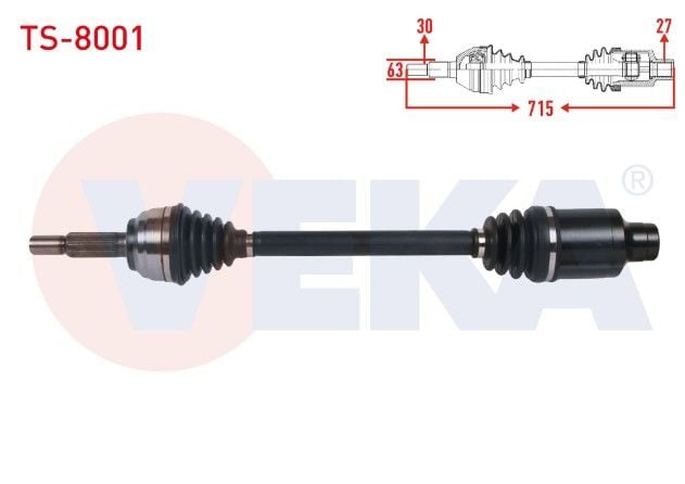TESLA MODEL S 2012- KOMPLE AKS SAG ON UZUNLUK 713mm