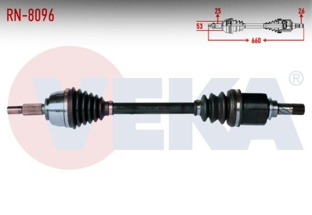 Renault Megane II (BM0/1,CM0/1) 1.5 DCI M-T 6 Vites Uzunluk 660mm 2002-2008 Komple Aks Sol Ön