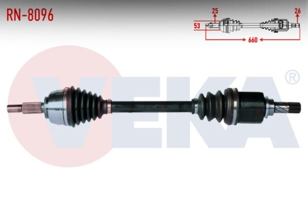 Renault Megane II (BM0/1,CM0/1) 1.5 DCI M-T 6 Vites Uzunluk 660mm 2002-2008 Komple Aks Sol Ön