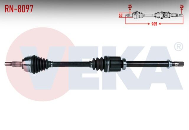 Renault Megane II (BM0/1,CM0/1) 1.5 DCI M-T 6 Vites Uzunluk 905mm 2002-2008 Komple Aks Sağ Ön