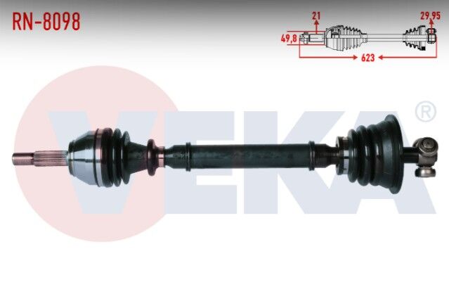 Renault Clio II (BB0/1/2,CB0/1/2) 1.4i Uzunluk 623 mm 1998-2005 Komple Aks Sol Ön