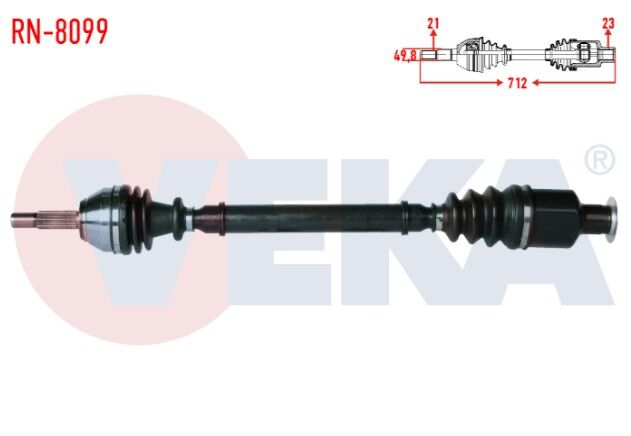 Renault Clio II (BB0/1/2,CB0/1/2) 1.4i Uzunluk 712mm 1998-2005 Komple Aks Sağ Ön