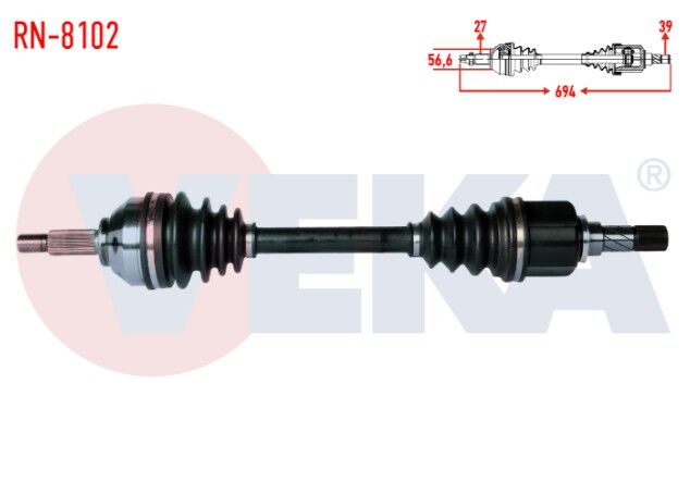 Renault Trafic II (FL) 2.0 DCI Uzunluk 694mm 2001-2014 Komple Aks Sol Ön