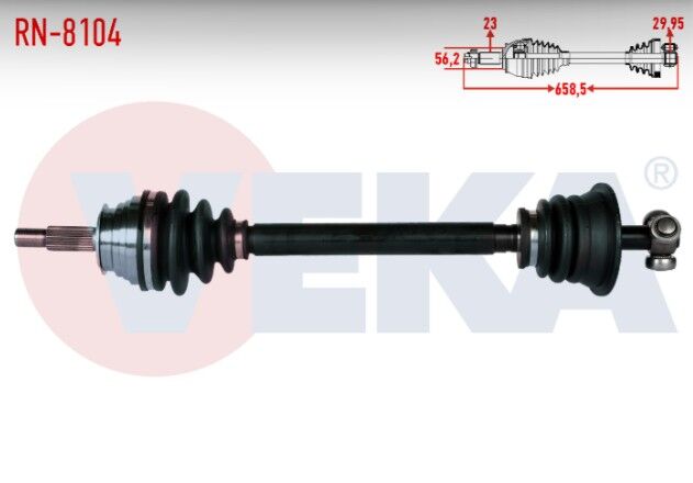 Renault Laguna I (B56-556) 2.0i 16v (N7Q Motor) A-T/M-T Uzunluk 658,5 mm 1993-2001 Komple Aks Sol Ön